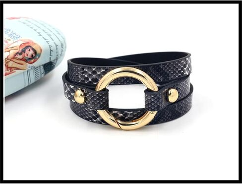 Dreuyet الجلود سوار كامو للرجال نساء بوهو التمويه أبيض سحر أسود سحر الكفة القلاع متعدد الطبقات قابلة للتكدي in Kuwait