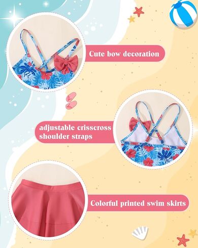 Saeaby Girl One Piece Swimsuit Bathing Suits for Girls with Ruffle Skirt Crisscross Hawaii Swimwear 3-8 Years Old in Saudi Arabia