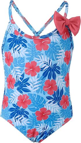 Saeaby Girl One Piece Swimsuit Bathing Suits for Girls with Ruffle Skirt Crisscross Hawaii Swimwear 3-8 Years Old in Saudi Arabia