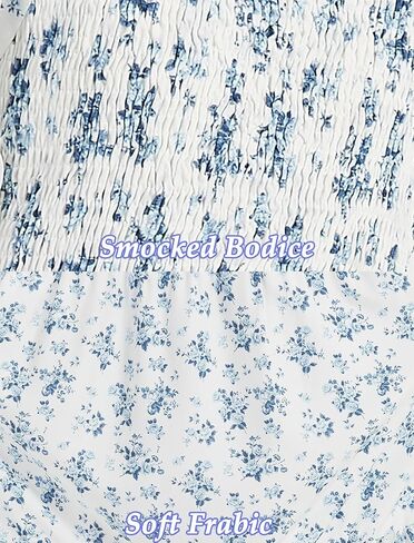 EXARUS Girls Maxi Long Smocked Dress Swiss Dot/Floral Teen Summer Dresses A-line Beach Casual Vacation Sundress in Saudi Arabia