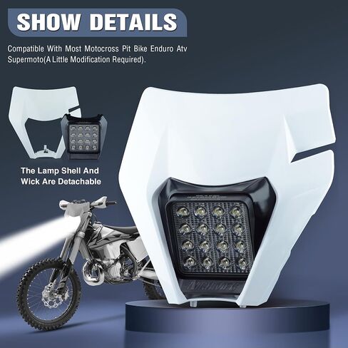 Universal Dirt Pit Bike LED Headlight - Motorcycle Dirtbike Headlight for EXC - Dirt Pit Bike Accessories White in Kuwait