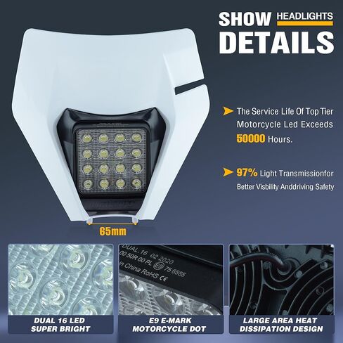 Universal Dirt Pit Bike LED Headlight - Motorcycle Dirtbike Headlight for EXC - Dirt Pit Bike Accessories White in Kuwait