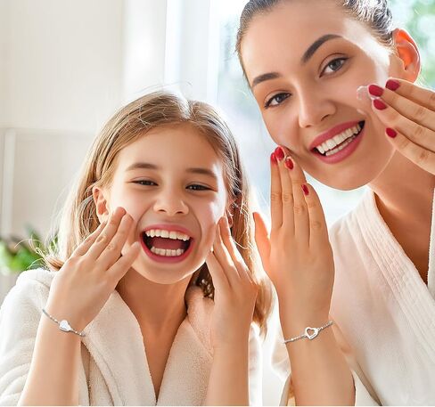 مجموعة أساور DS ابنة الأم ، 6K الذهب مطلي بالذهب مجوهرات قلب من الفولاذ المقاوم للصدأ للنساء للنساء ، هدايا يوم الأم للأم/الابنة ، الأساور المطابقة القابلة للتعديل للنساء. in Kuwait