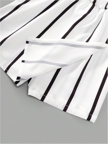 OYOANGLE Girl's Striped Print Wrapped V Neck Cami Rompers Spaghetti Straps High Waist Short Jumpsuits in Saudi Arabia