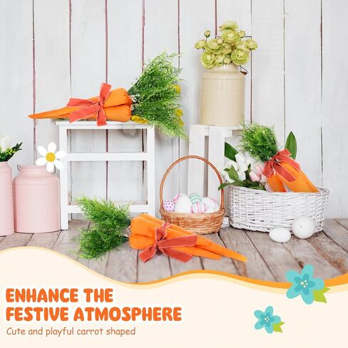 6 PCS Easter Currots Decor Decor Decor غير مكتملة من النسيج الكبير الجزرة المزيفة المزيفة لمحرف عيد الفصح Farmhouse Tabletop Basket Door Window Wall Wall Wall (13.78 ‘') in Saudi Arabia