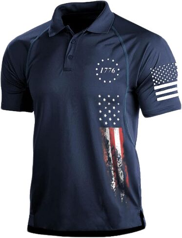 HARGLESMAN Men's 1776 Independence Day American Flag Short Sleeve Polo Golft Shirt(S-3XL) in Saudi Arabia