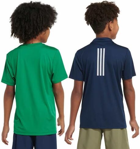 adidas Boys' Short Sleeve Aeroready Performance Logo Tee T-Shirt, Blue/Green, Small (8) in Kuwait