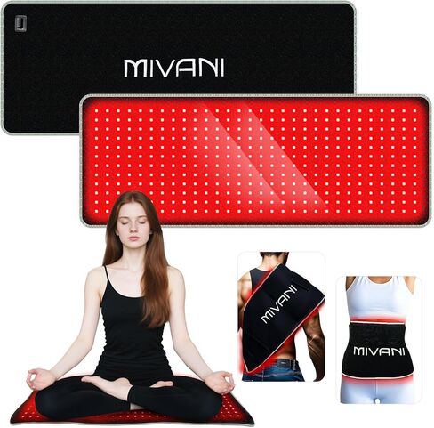 حزام العلاج بالضوء الأحمر بالأشعة تحت الحمراء للجسم - وسادة تسخين 660 نانومتر/850 نانومتر ، حصيرة دعم العضلات في الركبة المحمولة مع النبض التلقائي و 10 هرتز/40 هرتز ، جهاز علاج ضوء LED لمكتب منزل in Kuwait