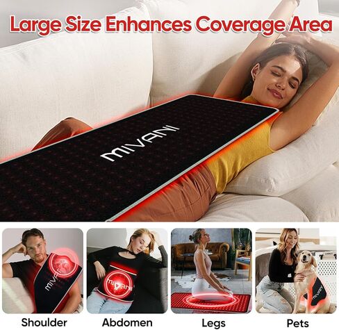 حزام العلاج بالضوء الأحمر بالأشعة تحت الحمراء للجسم - وسادة تسخين 660 نانومتر/850 نانومتر ، حصيرة دعم العضلات في الركبة المحمولة مع النبض التلقائي و 10 هرتز/40 هرتز ، جهاز علاج ضوء LED لمكتب منزل in Kuwait