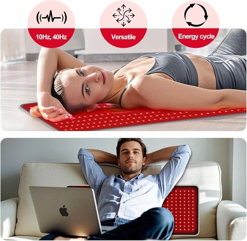 حزام العلاج بالضوء الأحمر بالأشعة تحت الحمراء للجسم - وسادة تسخين 660 نانومتر/850 نانومتر ، حصيرة دعم العضلات في الركبة المحمولة مع النبض التلقائي و 10 هرتز/40 هرتز ، جهاز علاج ضوء LED لمكتب منزل in Kuwait