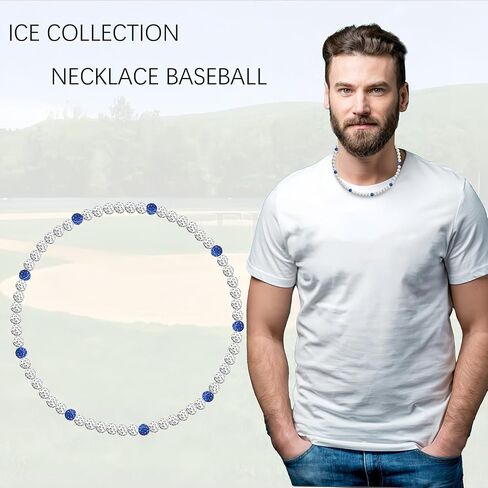 Beaded Chain Stuff,Bling Ice Collection, Rhinestone Inspired Discoball Baseball Necklace Baseball Dirp Accessories for Baseball Team Lovers for Men Boys 16Inch / 20Inch in Saudi Arabia