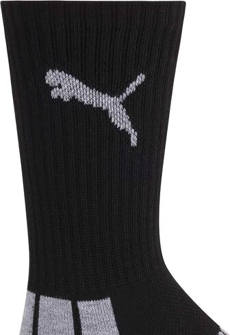 PUMA Boys' Big 6 Pack Crew Cut Socks, Black, 9-11 in Saudi Arabia