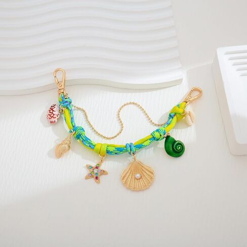 Gold Keychains for Women Cute Shell Starfish Conch Bag Charms Keyrings Summer Beach Ocean Keychain Accessories in Saudi Arabia