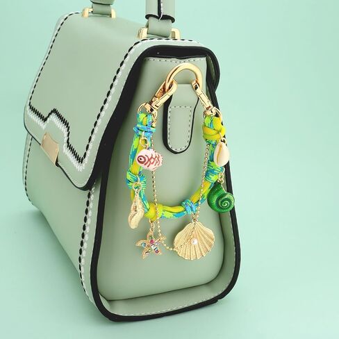 Gold Keychains for Women Cute Shell Starfish Conch Bag Charms Keyrings Summer Beach Ocean Keychain Accessories in Saudi Arabia