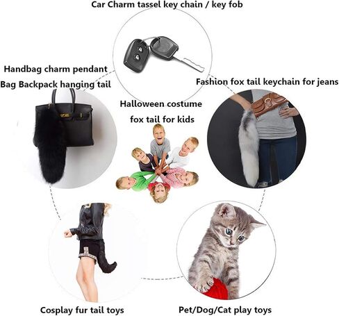 الفراء الرقيق ذئب الذيل سلسلة المفاتيح الأسود الأحمر الأرجواني الثعلب ذيل مفتاح سلسلة cosplay costume keyring للنساء in Kuwait