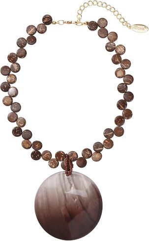 Bocar Wood Beaded Bubble Handmade Necklace Statement Shell Pendant Necklace for Women (NK-10783) in Saudi Arabia