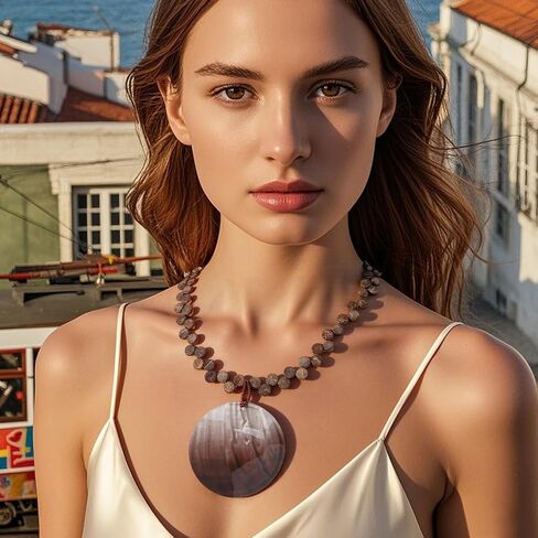 Bocar Wood Beaded Bubble Handmade Necklace Statement Shell Pendant Necklace for Women (NK-10783) in Saudi Arabia