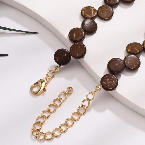 Bocar Wood Beaded Bubble Handmade Necklace Statement Shell Pendant Necklace for Women (NK-10783) in Saudi Arabia
