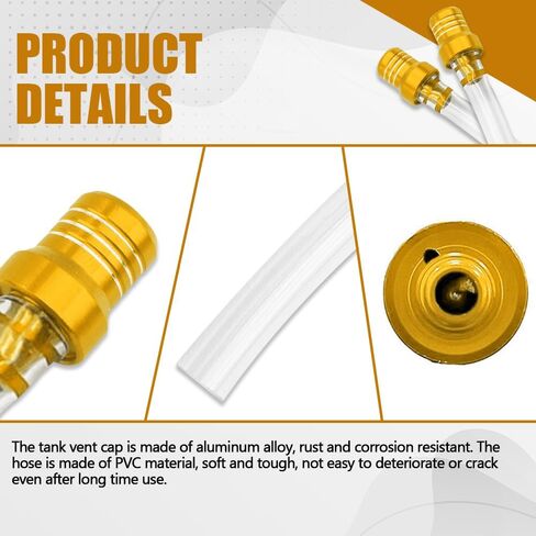 2PCS Breather Hose Gas Fuel Tank Cap, Fuel Tank Vent, CNC One Way Tank Valve Vent Tube with Aluminum Cap, Universal Car Accessories Tube Hose Breather Cap for ATV Quad CRF Pit Dirt Bike in Saudi Arabia
