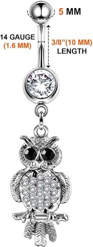 Stainless Steel Danging Belly Button Rings 16g 3/8 10mm 8mm Clear Crystal Ball Earrings Piercing Jewelry More Theme in Saudi Arabia