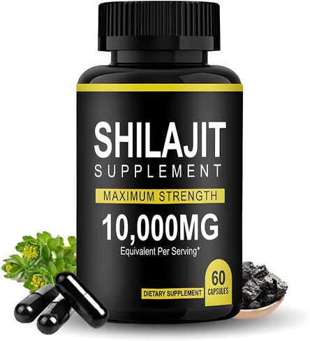 Shilajit Resin Capsules (60Capsules) Shilajit Pure Himalayan Organic Capsules,10000mg Maximum Potency Shilajit for Men & Women Enhanced Energy and Immune in Saudi Arabia