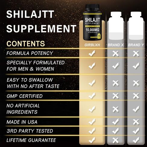 Shilajit Resin Capsules (60Capsules) Shilajit Pure Himalayan Organic Capsules,10000mg Maximum Potency Shilajit for Men & Women Enhanced Energy and Immune in Saudi Arabia