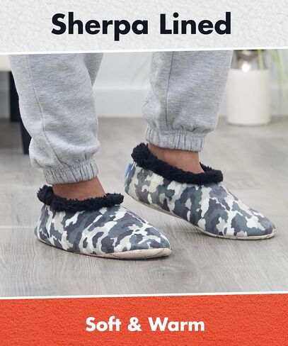 Snoozies mens slippers منقوشة داخلية ، أو سلك ، أو كامو ، و sherpa slippers slippers slippers socks non-skid ، والرجال ، والهدايا الذكور الهدايا in Saudi Arabia
