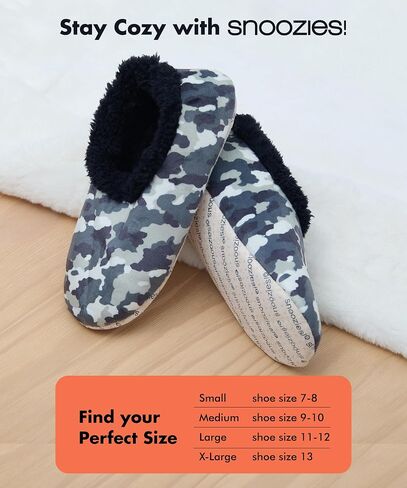 Snoozies mens slippers منقوشة داخلية ، أو سلك ، أو كامو ، و sherpa slippers slippers slippers socks non-skid ، والرجال ، والهدايا الذكور الهدايا in Saudi Arabia