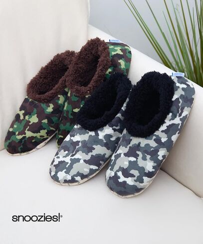 Snoozies mens slippers منقوشة داخلية ، أو سلك ، أو كامو ، و sherpa slippers slippers slippers socks non-skid ، والرجال ، والهدايا الذكور الهدايا in Saudi Arabia