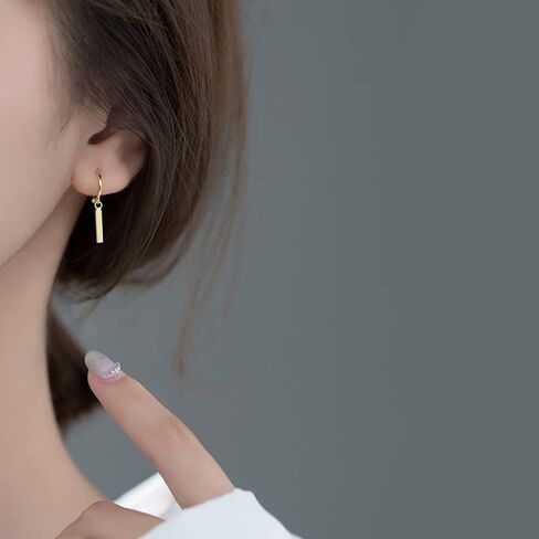 Reffeer Solid 925 Sterling Silver Bar Hoop Earrings Huggie for Women Small Bar Huggie Earrings Drops in Saudi Arabia