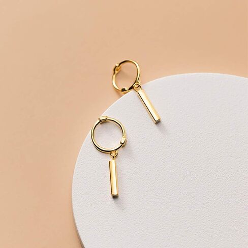 Reffeer Solid 925 Sterling Silver Bar Hoop Earrings Huggie for Women Small Bar Huggie Earrings Drops in Saudi Arabia