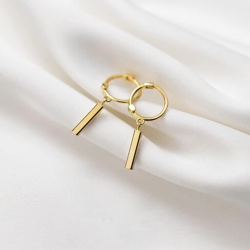 Reffeer Solid 925 Sterling Silver Bar Hoop Earrings Huggie for Women Small Bar Huggie Earrings Drops in Saudi Arabia