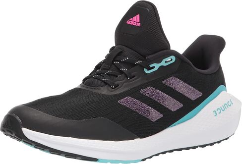 adidas Unisex-Child EQ21 Running Shoe, Black/White/Grey (Elastic), 4.5 in Kuwait