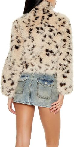 Forever 21 Women's Cheetah Faux Fur Zip-up Coat in Saudi Arabia