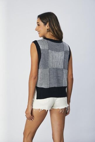 SOLY HUX Women's Sleeveless V Neck Sweater Vest Trendy Pullover Knitwear Tank Tops in Saudi Arabia