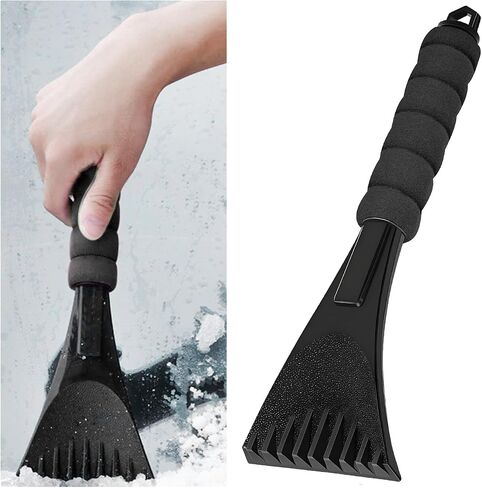 2 PCS Car Windshield Ice Scraper ، مكشطة إزالة الثلج المضادة للخلع مع قبضة الإسفنج ، أداة منظف الزجاج الأمامي لإزالة الصقيع الثلجي والجليد ، إكسسوارات السيارات الشتوية الشاملة (Black+Red) in Saudi Arabia