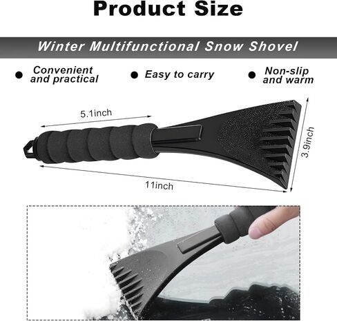 2 PCS Car Windshield Ice Scraper ، مكشطة إزالة الثلج المضادة للخلع مع قبضة الإسفنج ، أداة منظف الزجاج الأمامي لإزالة الصقيع الثلجي والجليد ، إكسسوارات السيارات الشتوية الشاملة (Black+Red) in Saudi Arabia