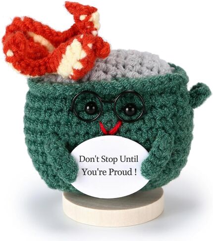 دمية عباد الشمس الإيجابية للكروشيه - زهرة الدعم العاطفي - هدية تقدير مصنوعة يدويًا للمعلم ، زميل في العمل ، أفضل صديق - شكرا لك هدية للنساء - ديكور الزهور الكروشيه in Kuwait