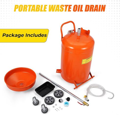 20 Gallon Waste Oil Drain , Portable Oil Drain Container Change Tank,Air Operated Fluid Drain Disposal Waste Oil Drain Change Tank with 15"Funnel Adjustable Height 38-65",with 360° Wheels & Toolbox in Saudi Arabia