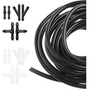 4 Meter Universal Windshield Washer Hose Kit with 12 Connectors, Flexible Rubber Hose Replacement for Windshield Nozzle, Windshield Washer Hose Repair Kit