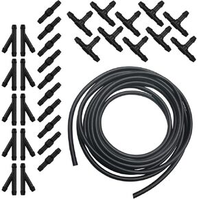 Pack-30 Car 13.1 Ft Windshield Cleaning Hose Repair Kit, T-type Y-type I-type Hose Plastic Connector, Connect Water Pump and Nozzle Flexible Hose Accessories, Universal for Cars (Black)