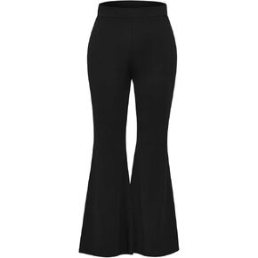 WDIRARA Women's Plus Size Elastic Waist Flare Bell Bottom Pants Casual Stretchy Long Pants