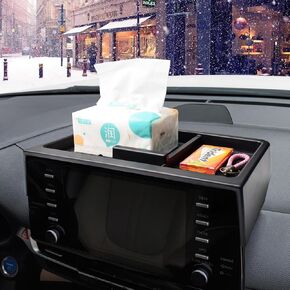 TACOBRO Center Console Dashboard Storage Organizer Compatible with Sienna 2021 2022 2023 2024 Accessories, Interior Dash Mount Tray Paper Towel Holder Box ABS Black