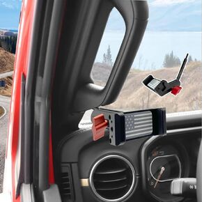 A-Pillar Phone Mount for 2018-2024 Jeep Wrangler JL JLU & Gladiator JT, 2021-2024 Wrangler 4xe Phone Holder Dash Phone Mount