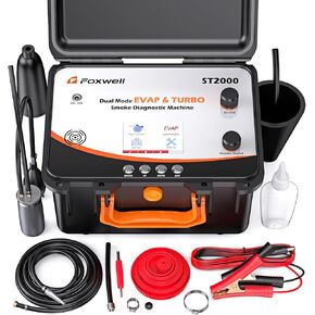 FOXWELL ST2000 Automotive Smoke Machine with 4" LCD Screen, Professional Auto EVAP & TurboDiagnostic Leak Detector with Built-in Air Pump Custom Pressure & Run Time, Real-Time Pressure Data in Graph