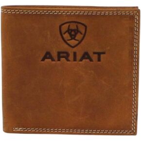 ARIAT Men's Embossed Logo Brown Leather Bifold Wallet A3548244