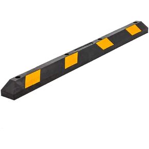 Zento Deals Rubber Parking Curb Garage Car Stopper - Parking Wheel Stopper Block 72" Wide Easy to Install, Black/Yellow Reflective Parking Block; for Car, Truck, Trailer and RV (Black and Yellow)