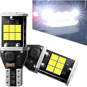 2 PCS T15 Car Brake Light, 1.57In x 0.55In 2835-15SMD 6500K 50000H Highlight Plug Play Decoding Flashing Reverse Light, Fast Response Lighting Replacement Bulbs, Suitable for Most Cars (White)