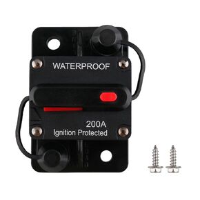 200A High-Current Manual Reset Circuit Breaker | UL Certified, Waterproof IP67 for 12V-48V DC Applications | Ideal for Automotive, Solar, Marine & RV Battery Protection with 3/8" Terminal Studs