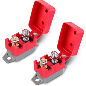 40A 12V-24V Automatic Reset Circuit Breaker, Current Overload Protector with Cover Stud Bolt Replaacement for Battery Chargers, Buses, Trucks, Marines, Car Engines and More (40 Amp/2pcs)